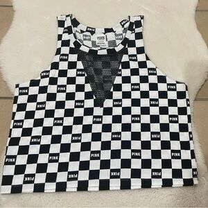 Black and White Checkered Tank Top VS Pink